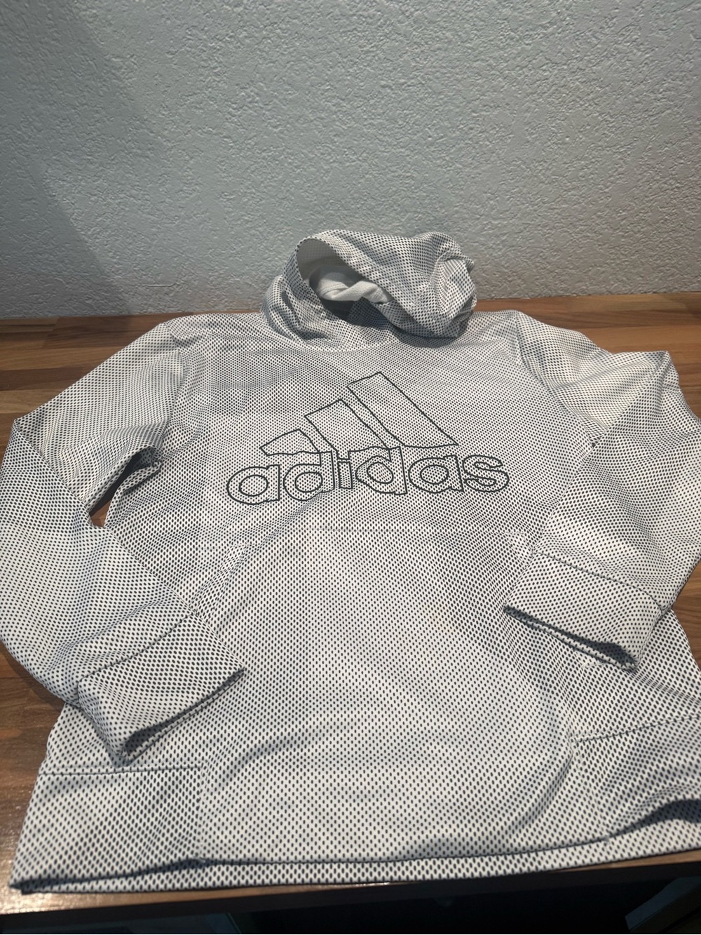 adidas White Polka-Dot Lined Hoodie kids lg